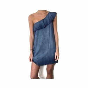 Cloth & Stone Chambray Denim One Shoulder Dress